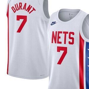Nike White and Red Nets Jersey